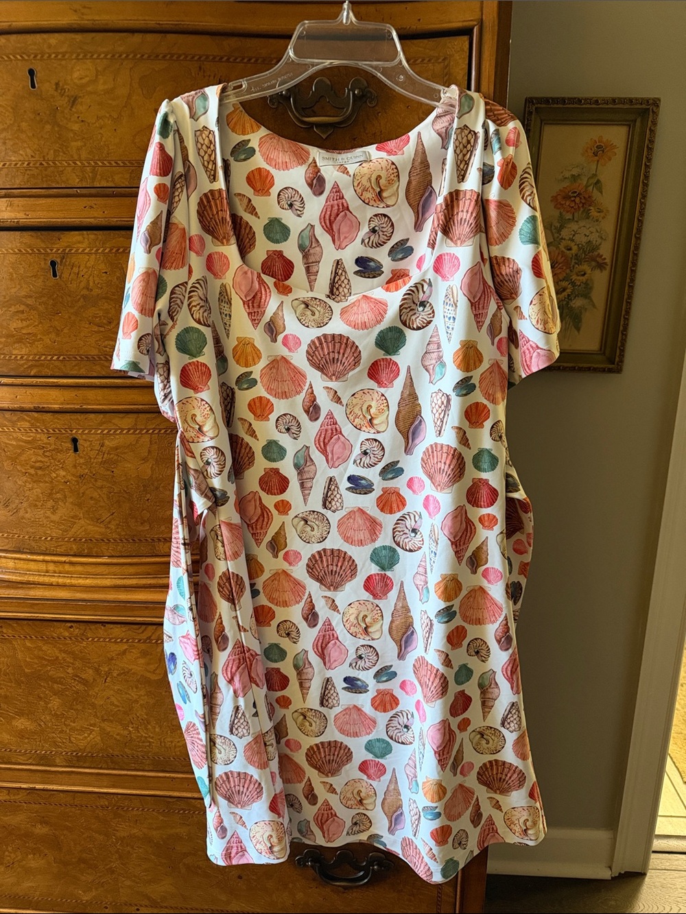 Smith & Quinn Sea Shell Print Dress - White with Coral & Teal Accents